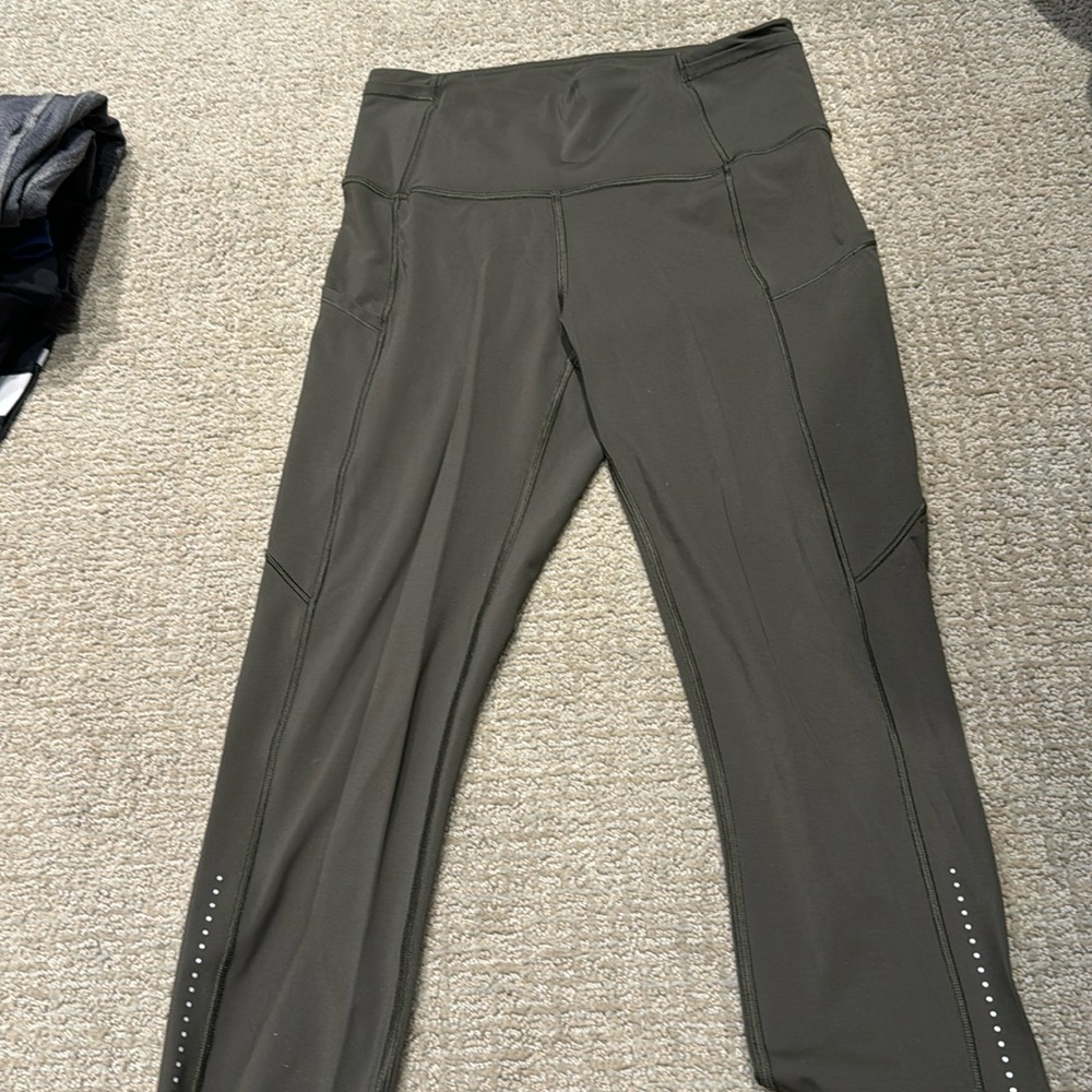 Olive green lululemon crops